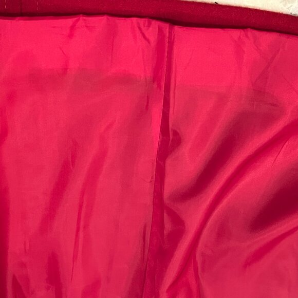 London Fog Red Wool Coat with Attached Plaid Fringe Scarf Women's Size Med EUC - Picture 11 of 15